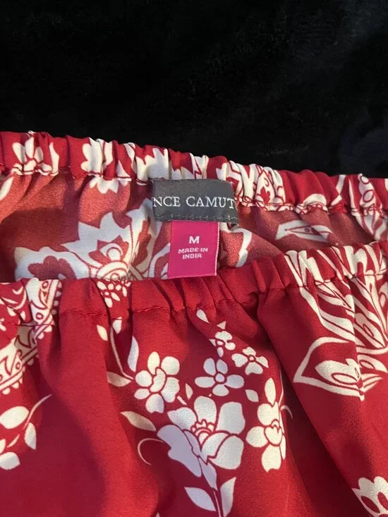 Vince Camuto Red Paisley Off Shoulder Boho Blouse M - Picture 2 of 9